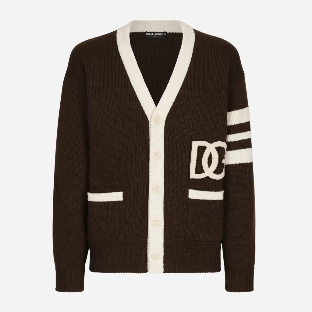 DG 徽标英式罗纹羊毛开衫