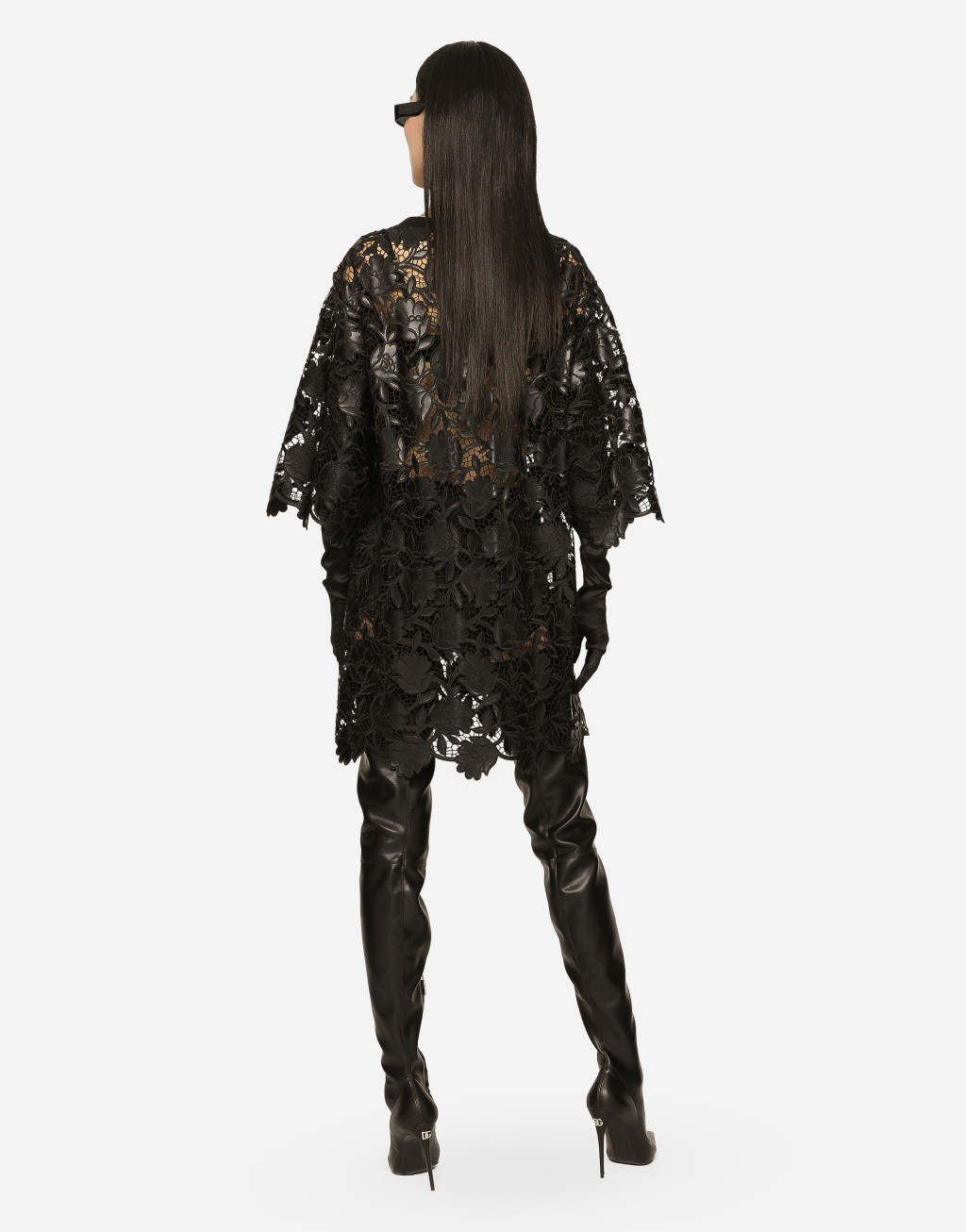 人造皮革花卉 Macramé 蕾丝短袖上衣3