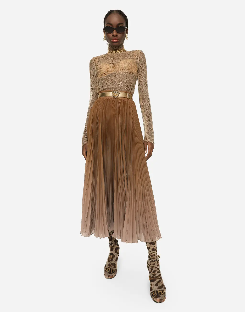 花卉蕾丝高领罩衫