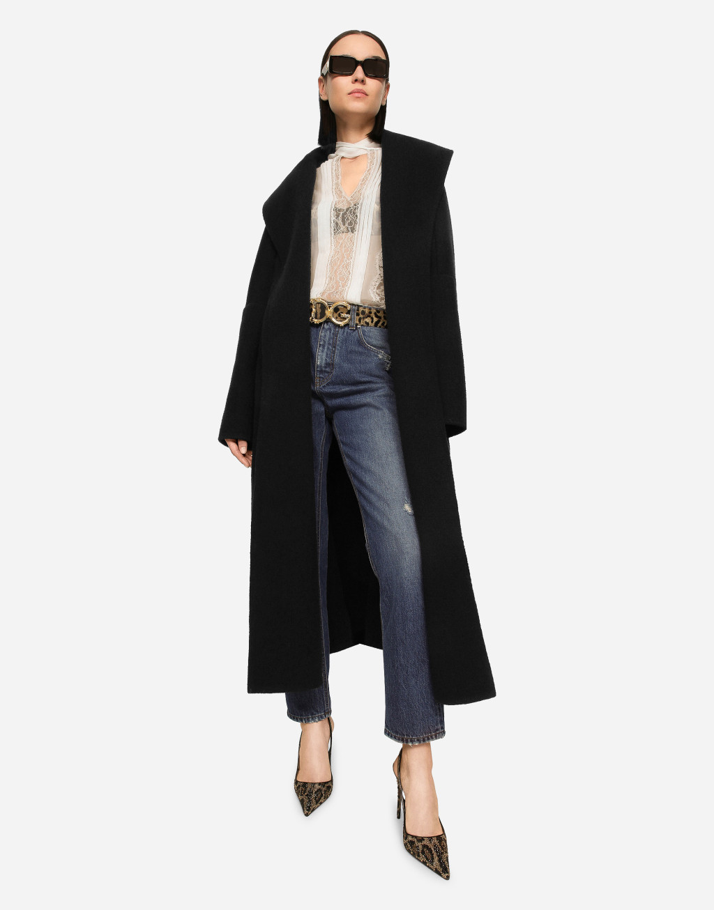 蕾丝与雪纺饰巾罩衫2