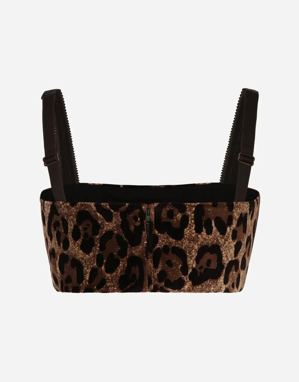 豹纹提花雪尼尔短款上衣