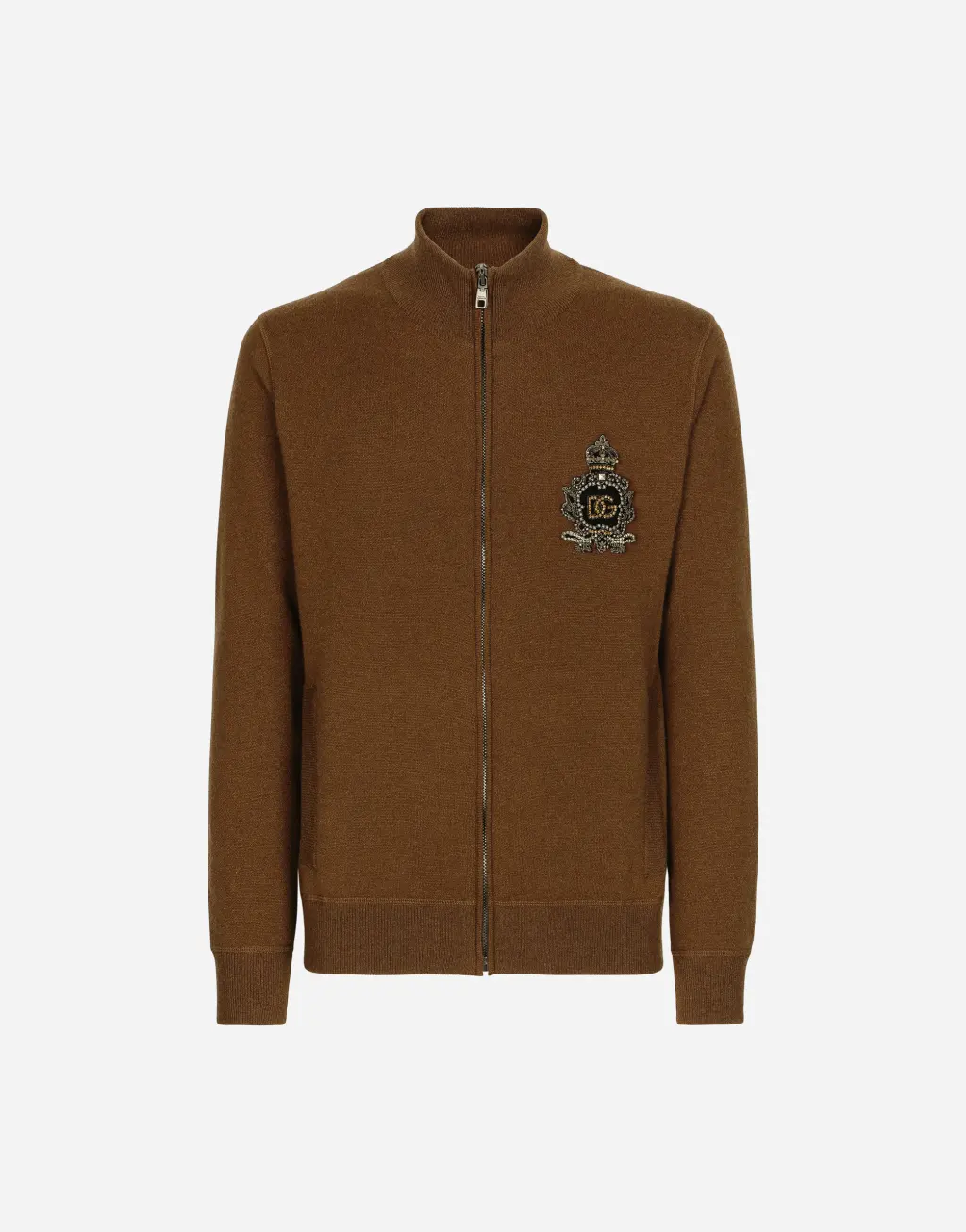 DG 拼饰羊绒与羊毛针织拉链卫衣