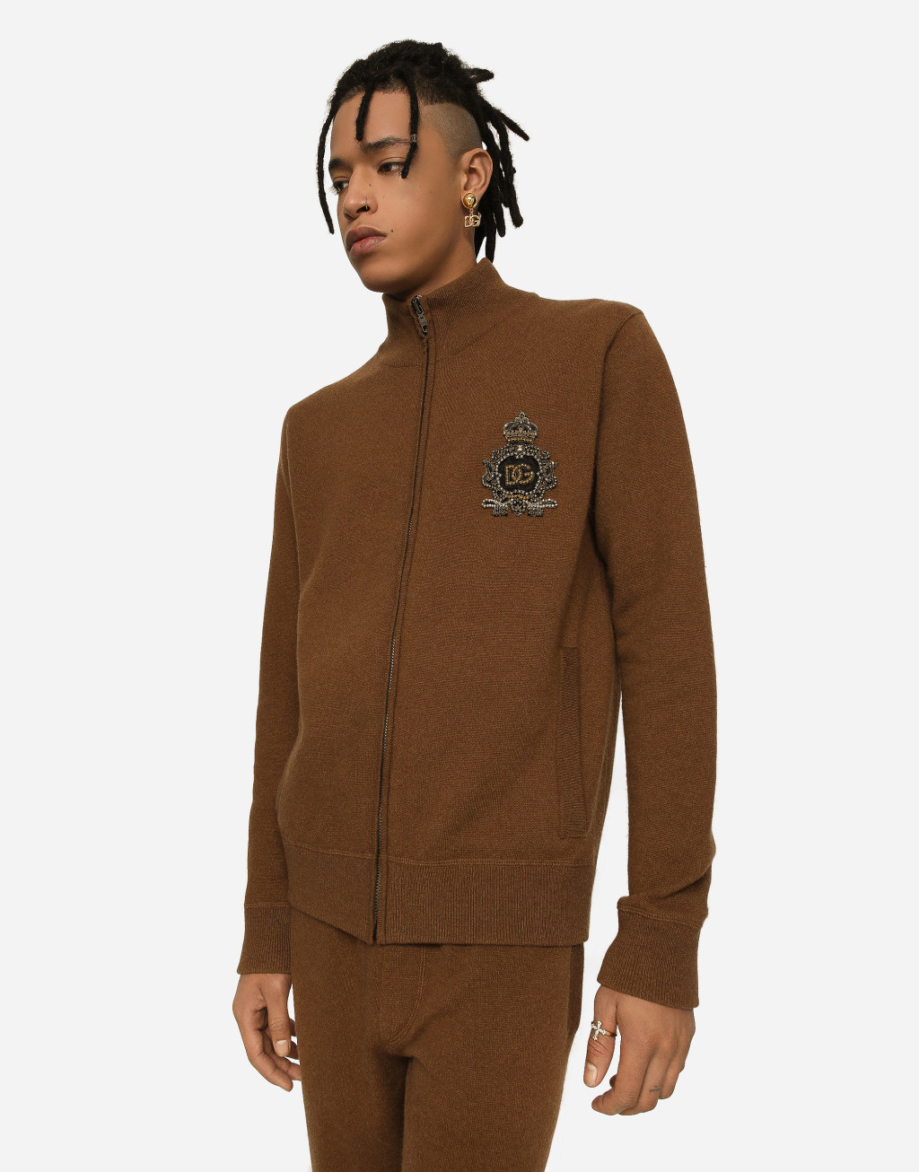 DG 拼饰羊绒与羊毛针织拉链卫衣4