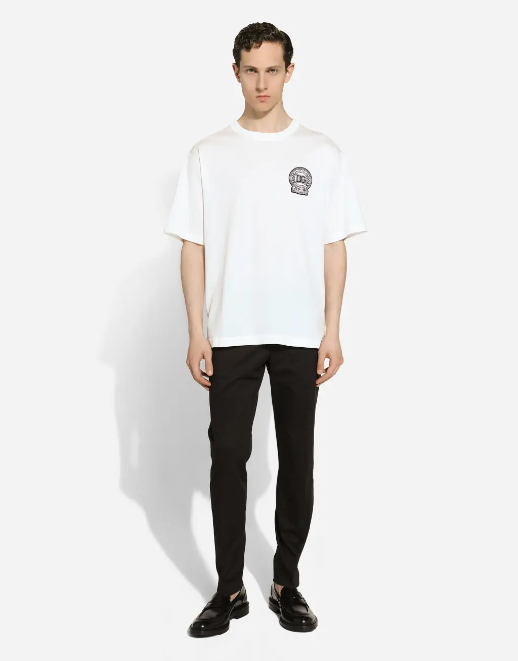 印花徽标刺绣棉质 T 恤