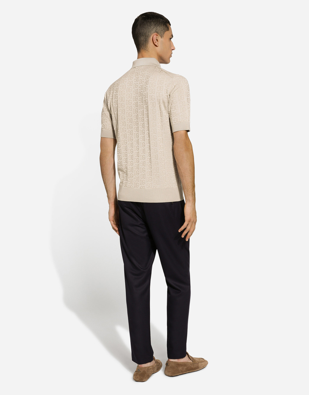 DG 徽标提花真丝 Polo 衫3