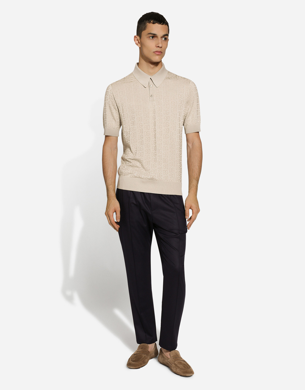 DG 徽标提花真丝 Polo 衫2