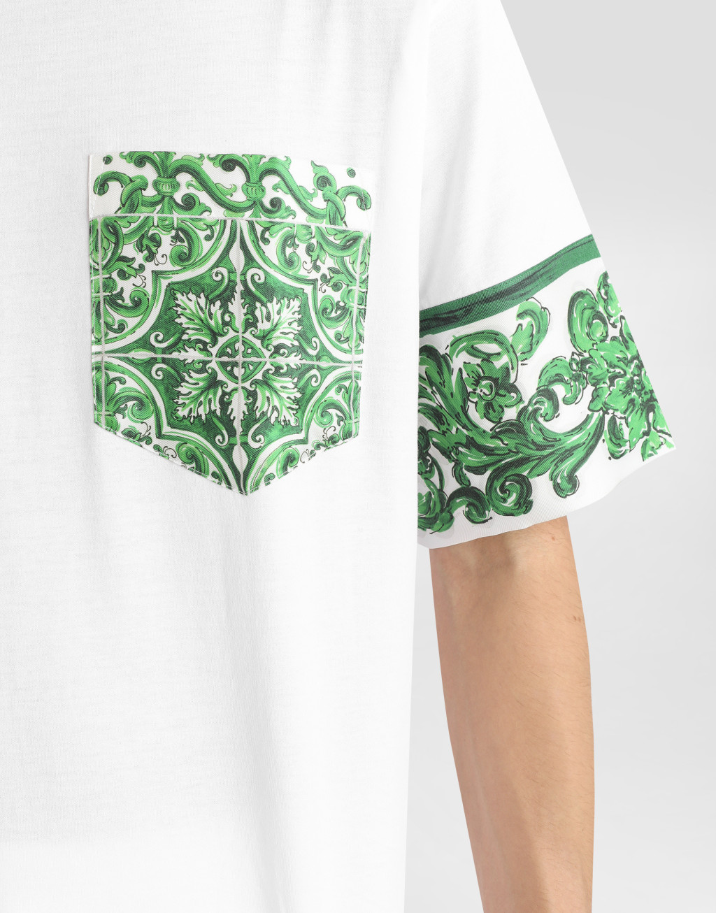 马约利卡印花小口袋棉质 T 恤4