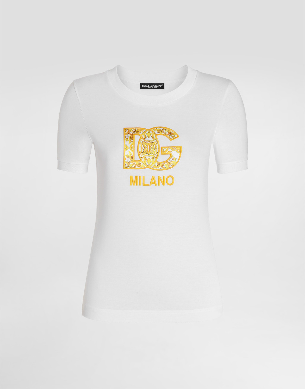 Maiolica 印花 DG 徽标拼饰棉质平纹针织 T 恤1