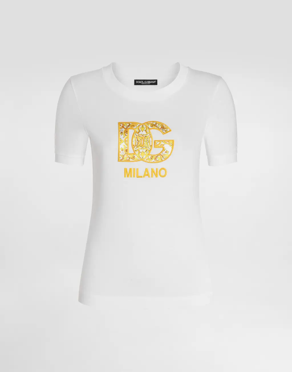 Maiolica 印花 DG 徽标拼饰棉质平纹针织 T 恤