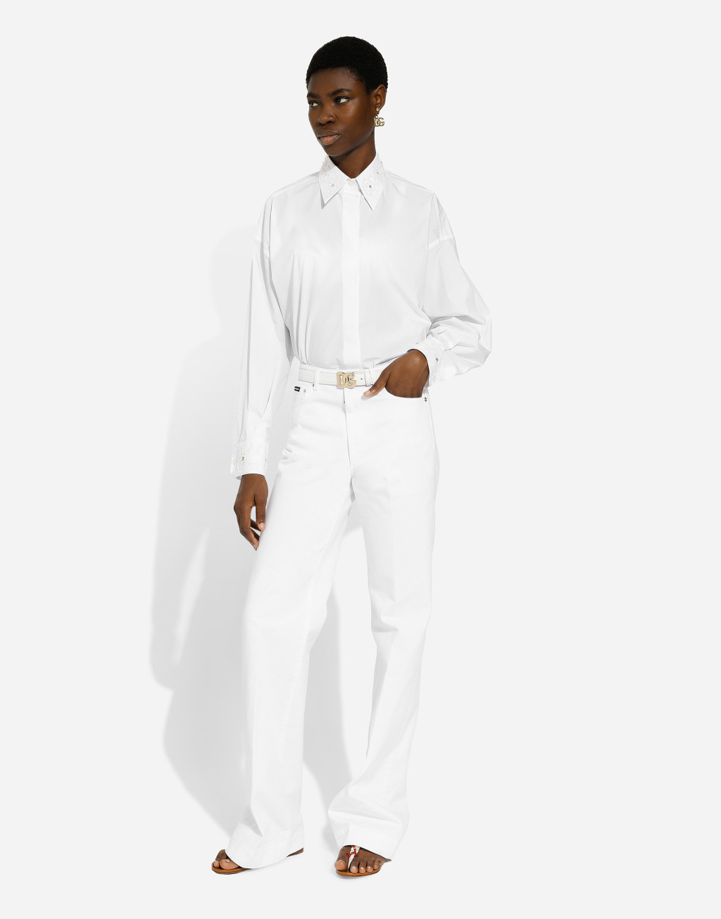 刺绣衣领棉质长袖衬衫5