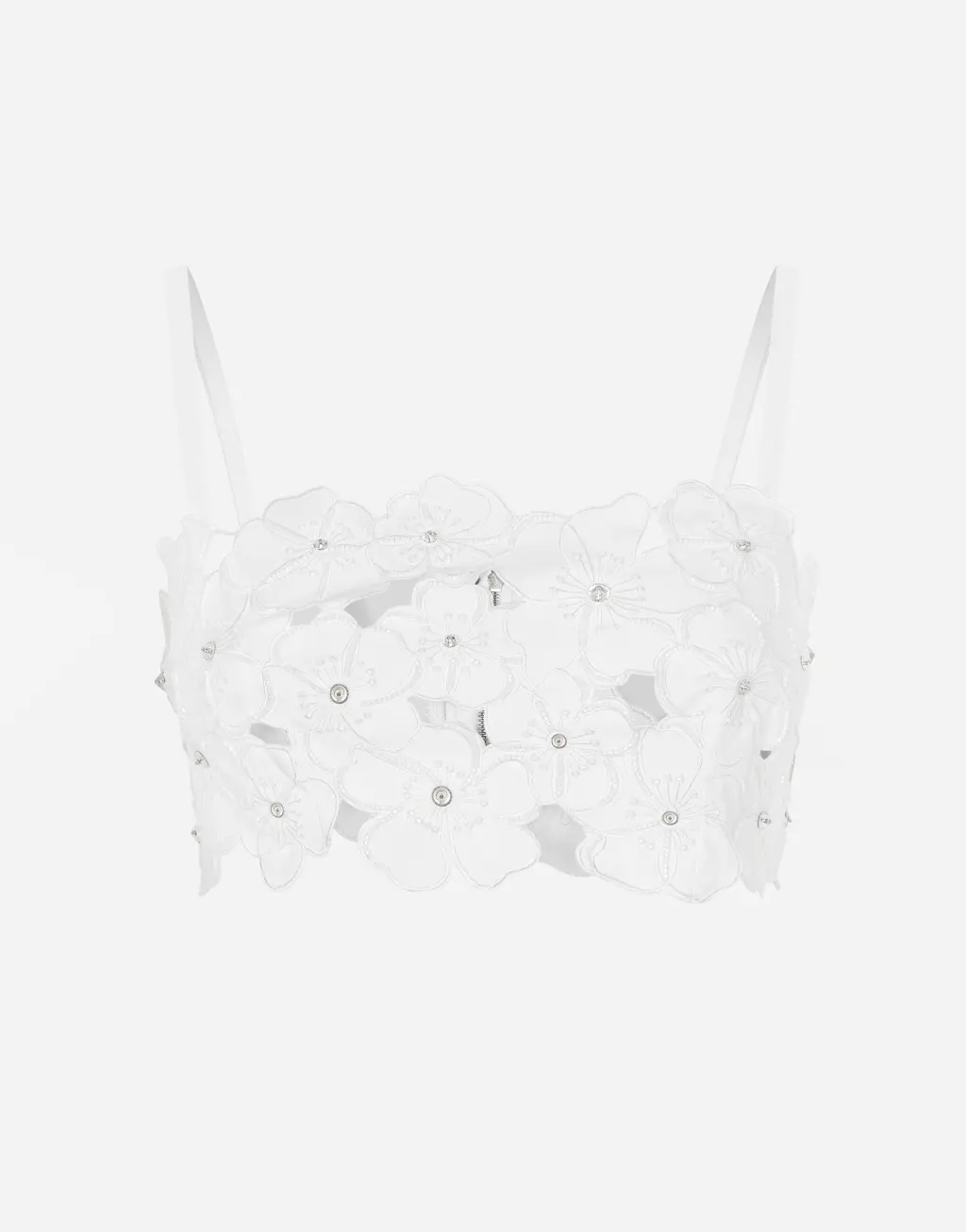 水钻装饰与挖剪刺绣棉质文胸上衣