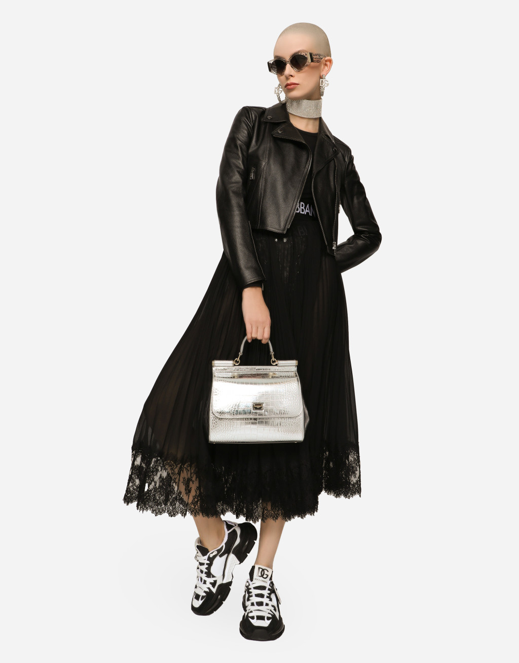 徽标弹力饰带平纹针织长袖短款 T 恤6