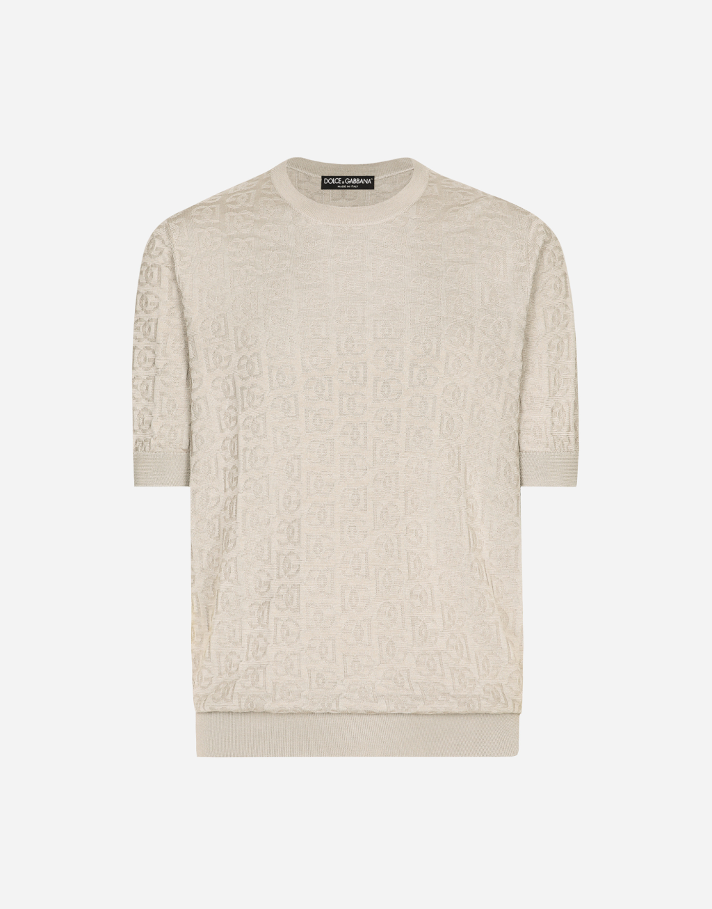 DG 徽标提花真丝圆领针织衫1