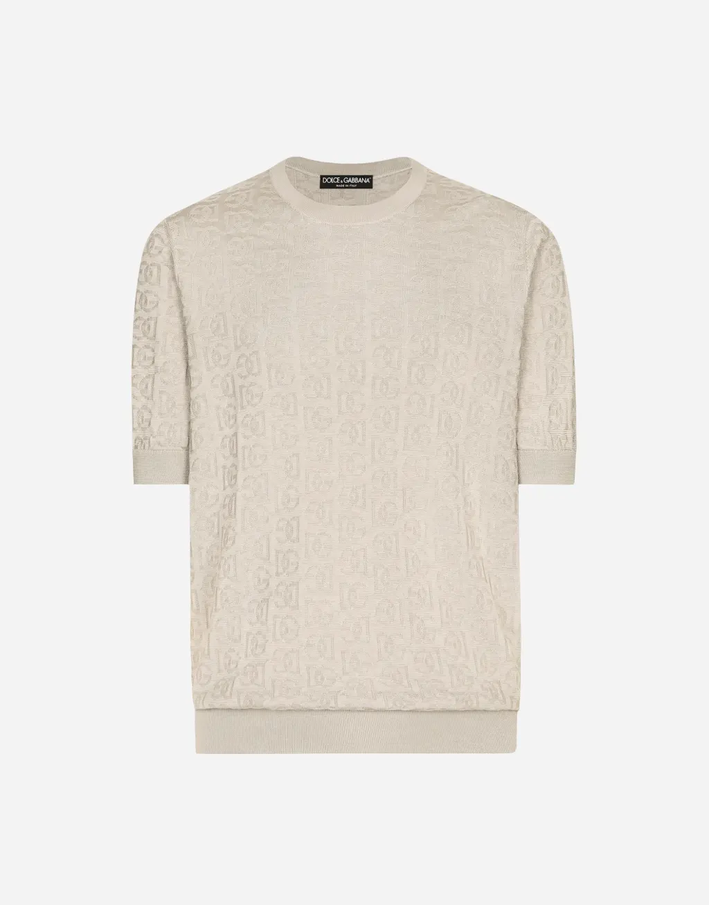 DG 徽标提花真丝圆领针织衫