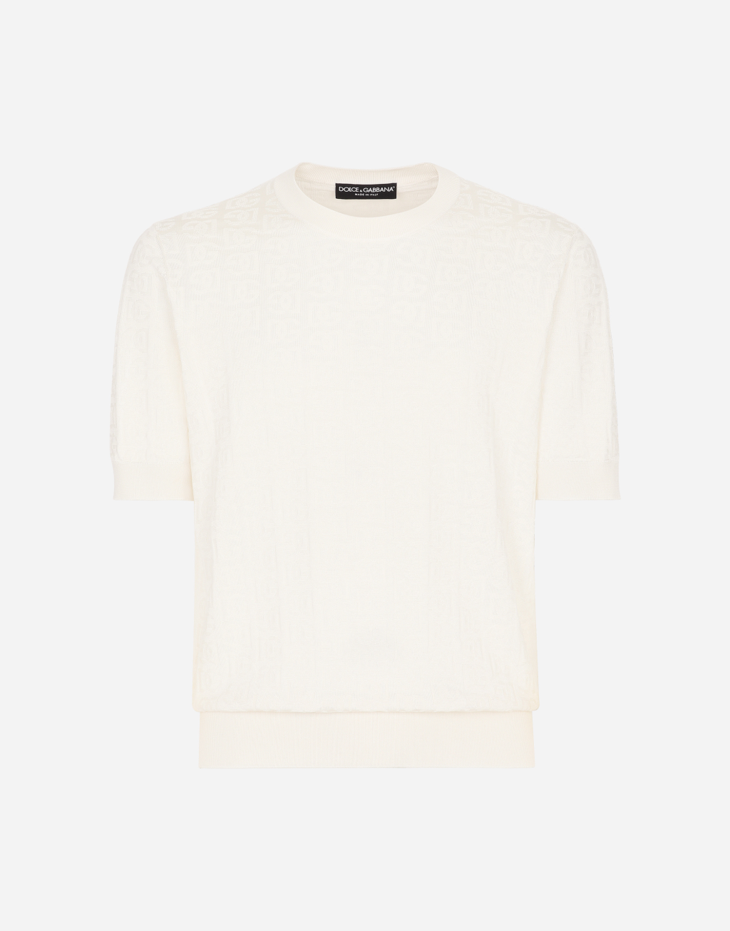 DG 徽标提花真丝圆领针织衫1