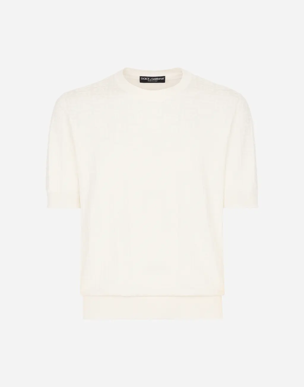 DG 徽标提花真丝圆领针织衫