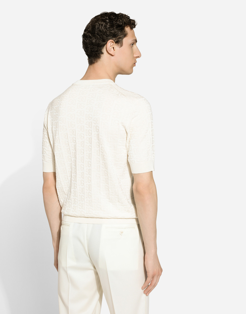 DG 徽标提花真丝圆领针织衫3