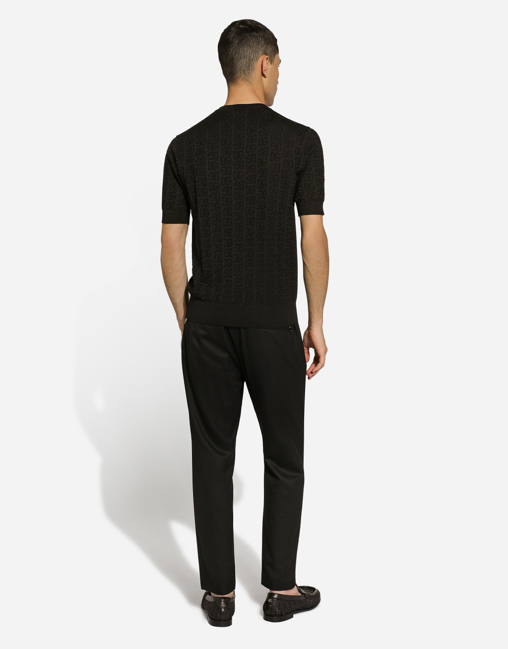 DG 徽标提花真丝圆领针织衫3