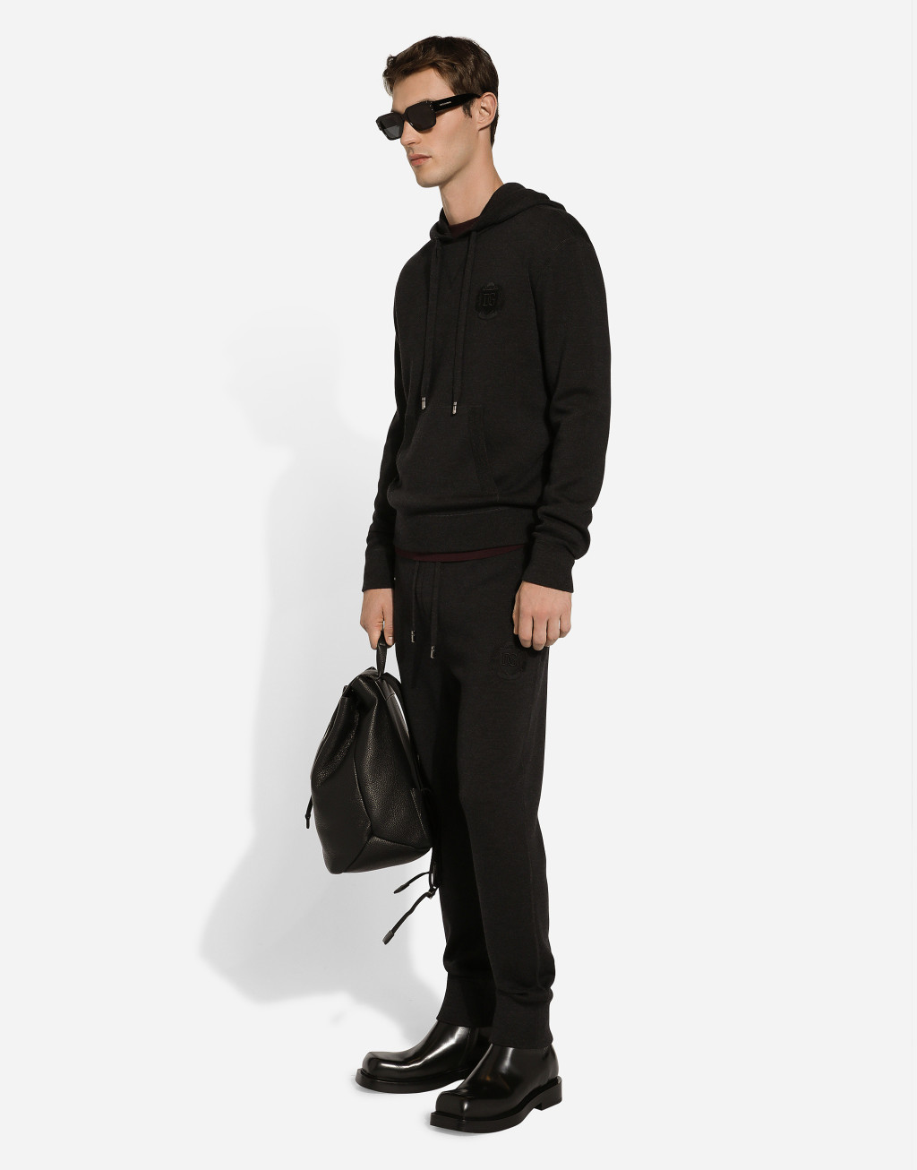 DG 拼饰真丝与羊毛连帽卫衣5