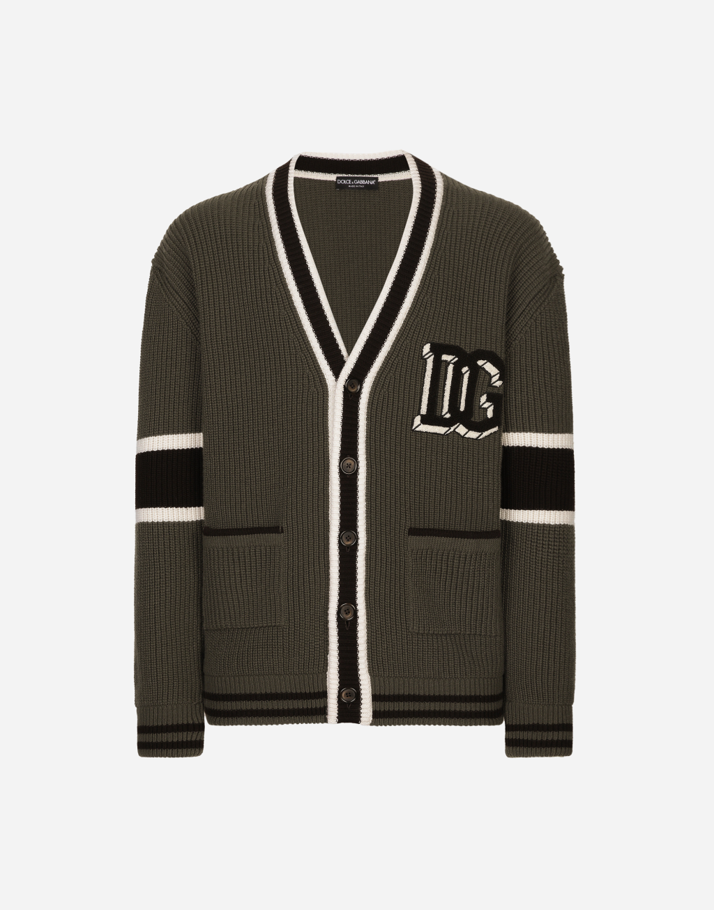 DG 徽标拼饰英式罗纹羊毛开衫