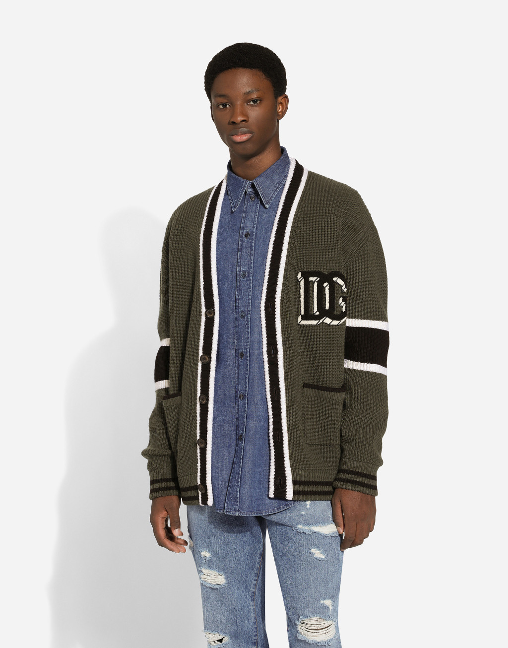 DG 徽标拼饰英式罗纹羊毛开衫4