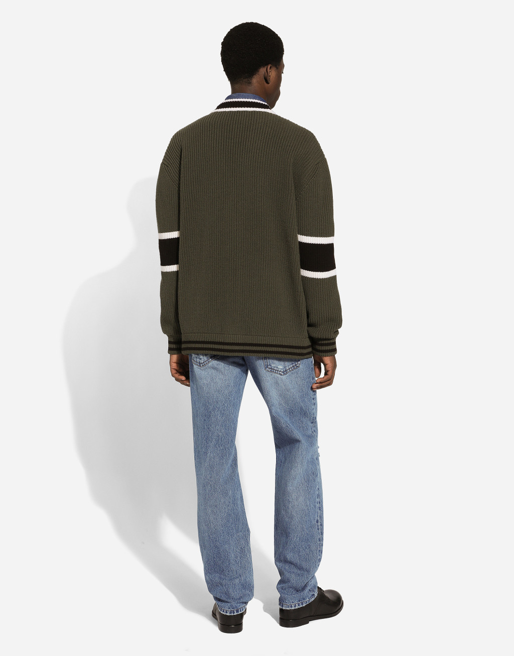 DG 徽标拼饰英式罗纹羊毛开衫3