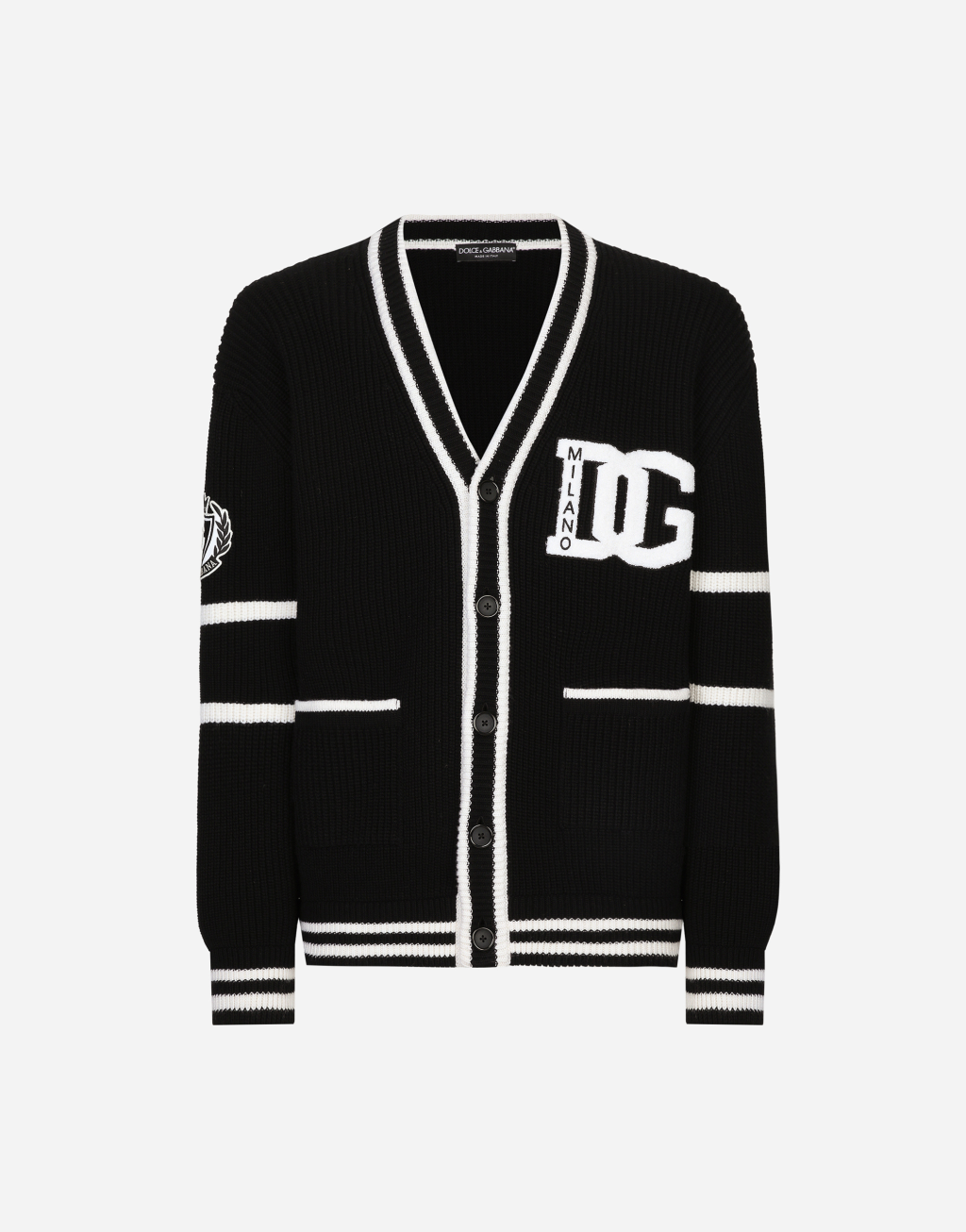 DG 徽标拼饰英式罗纹羊毛开衫1