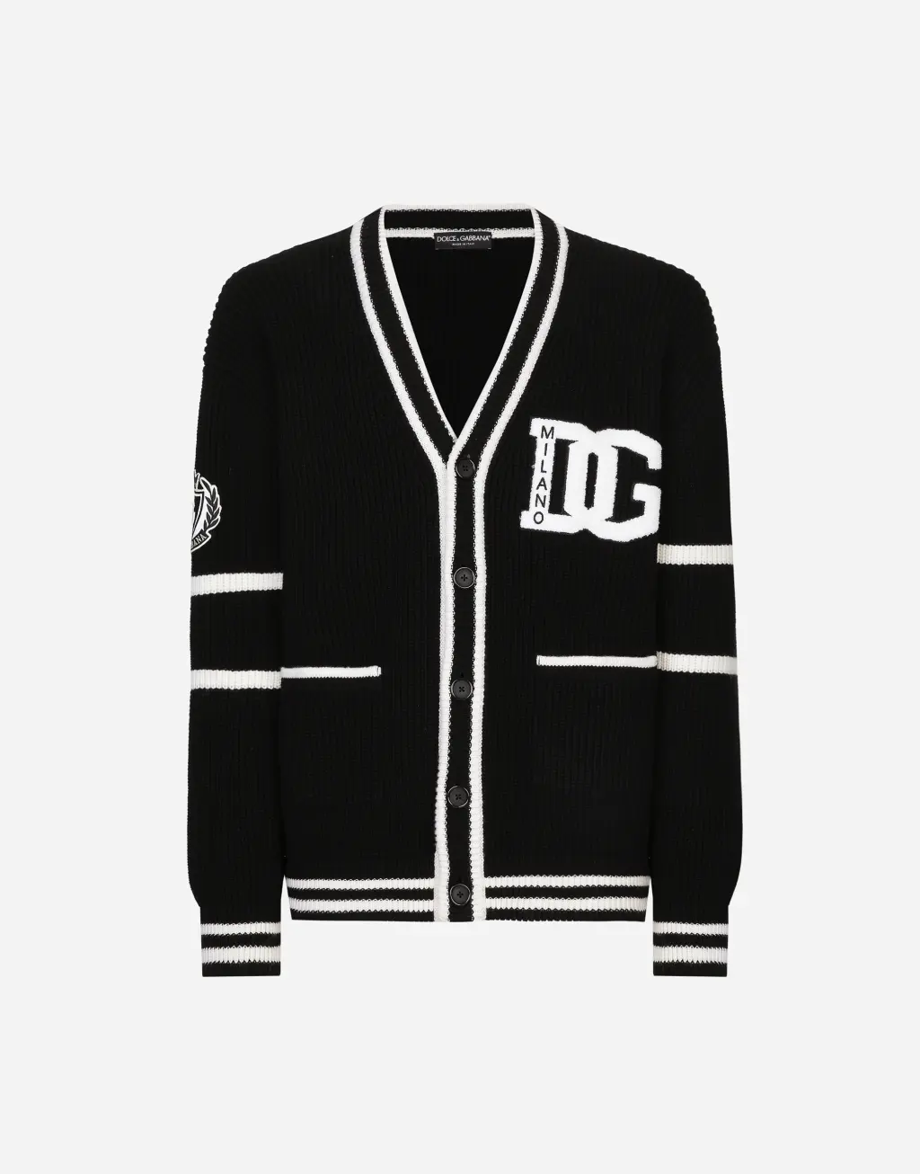 DG 徽标拼饰英式罗纹羊毛开衫