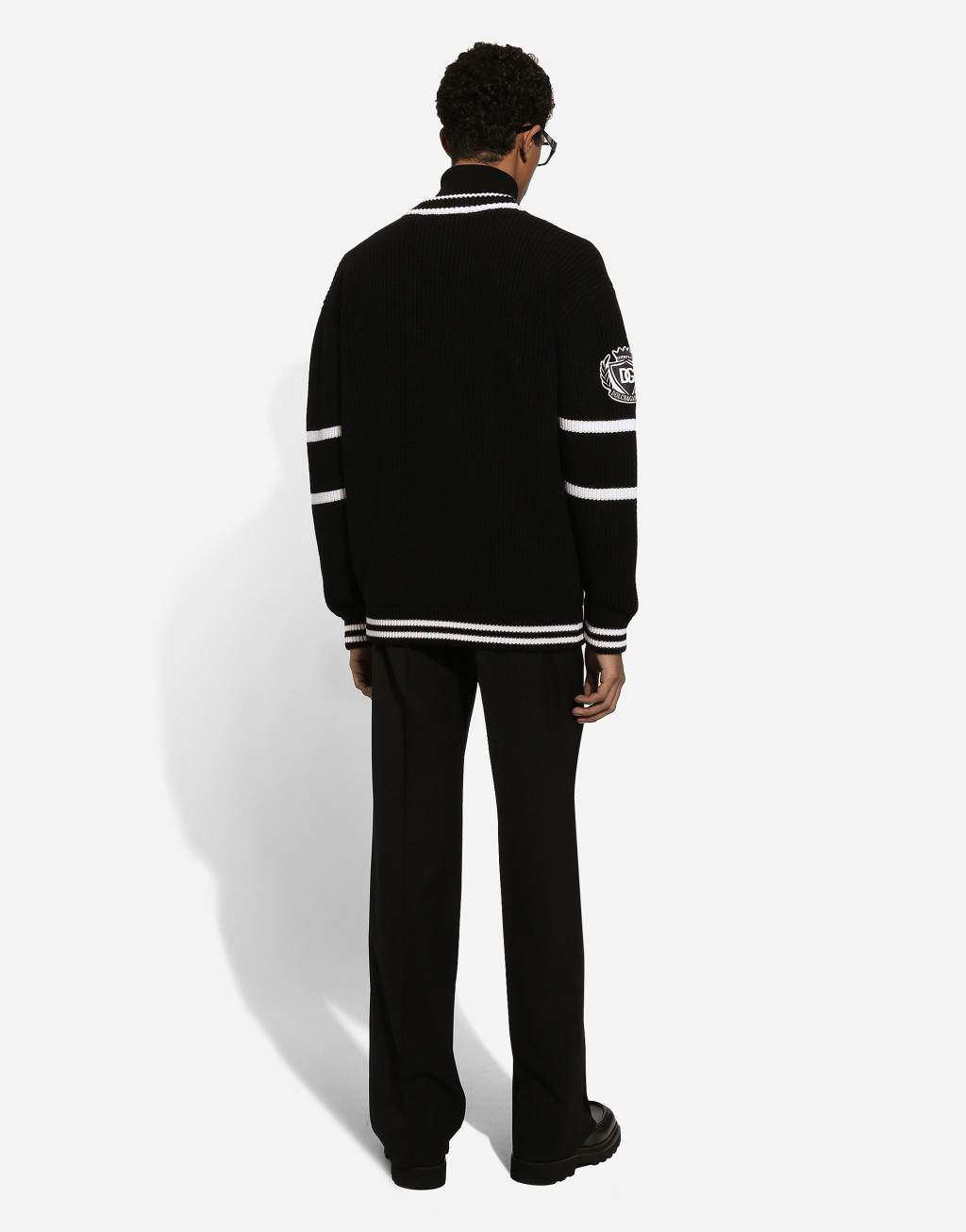 DG 徽标拼饰英式罗纹羊毛开衫3