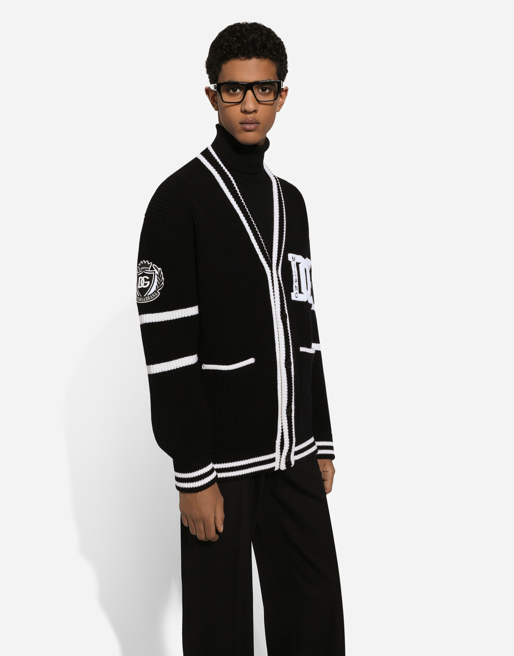 DG 徽标拼饰英式罗纹羊毛开衫5