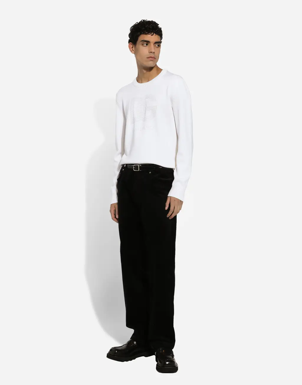 DG 徽标羊毛圆领针织衫