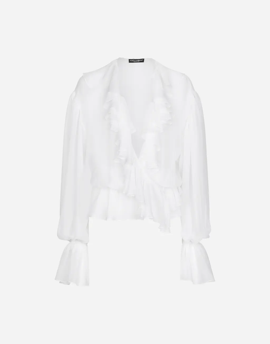 荷叶边雪纺罩衫