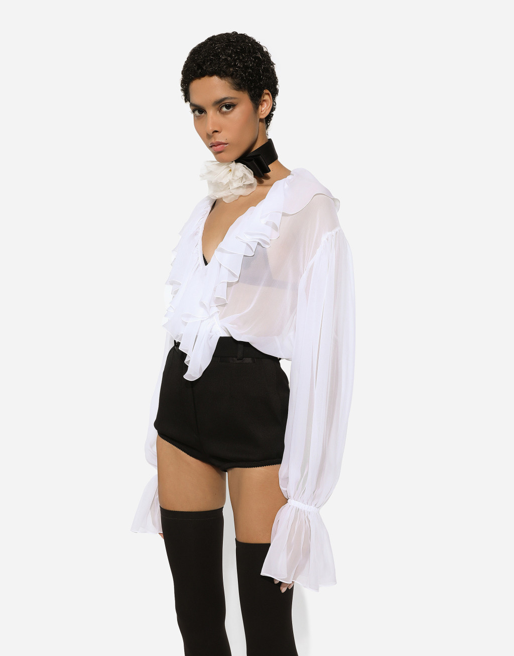 荷叶边雪纺罩衫6