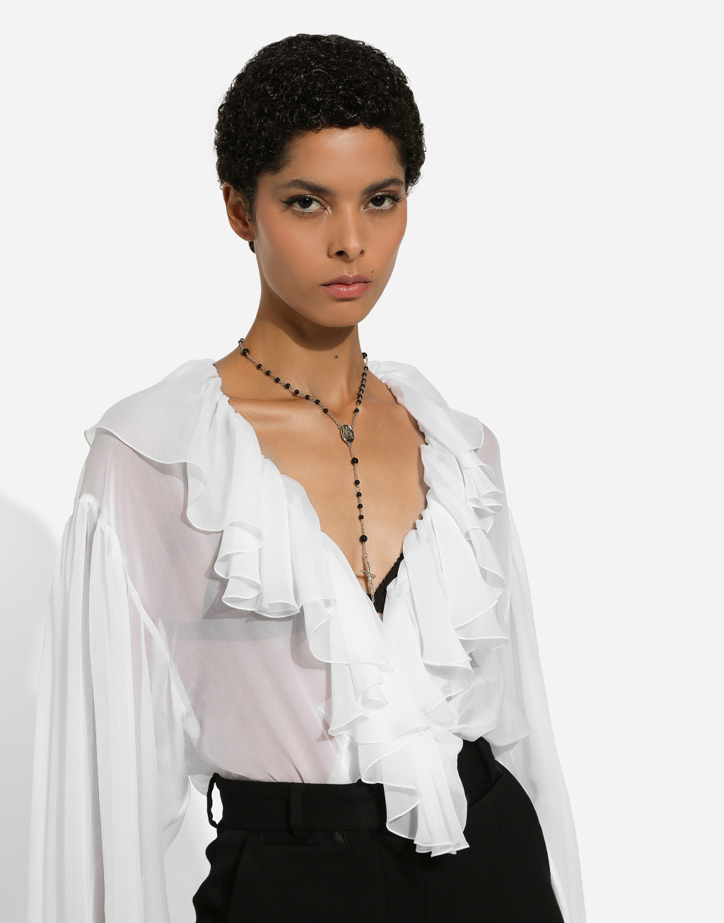 荷叶边雪纺罩衫8