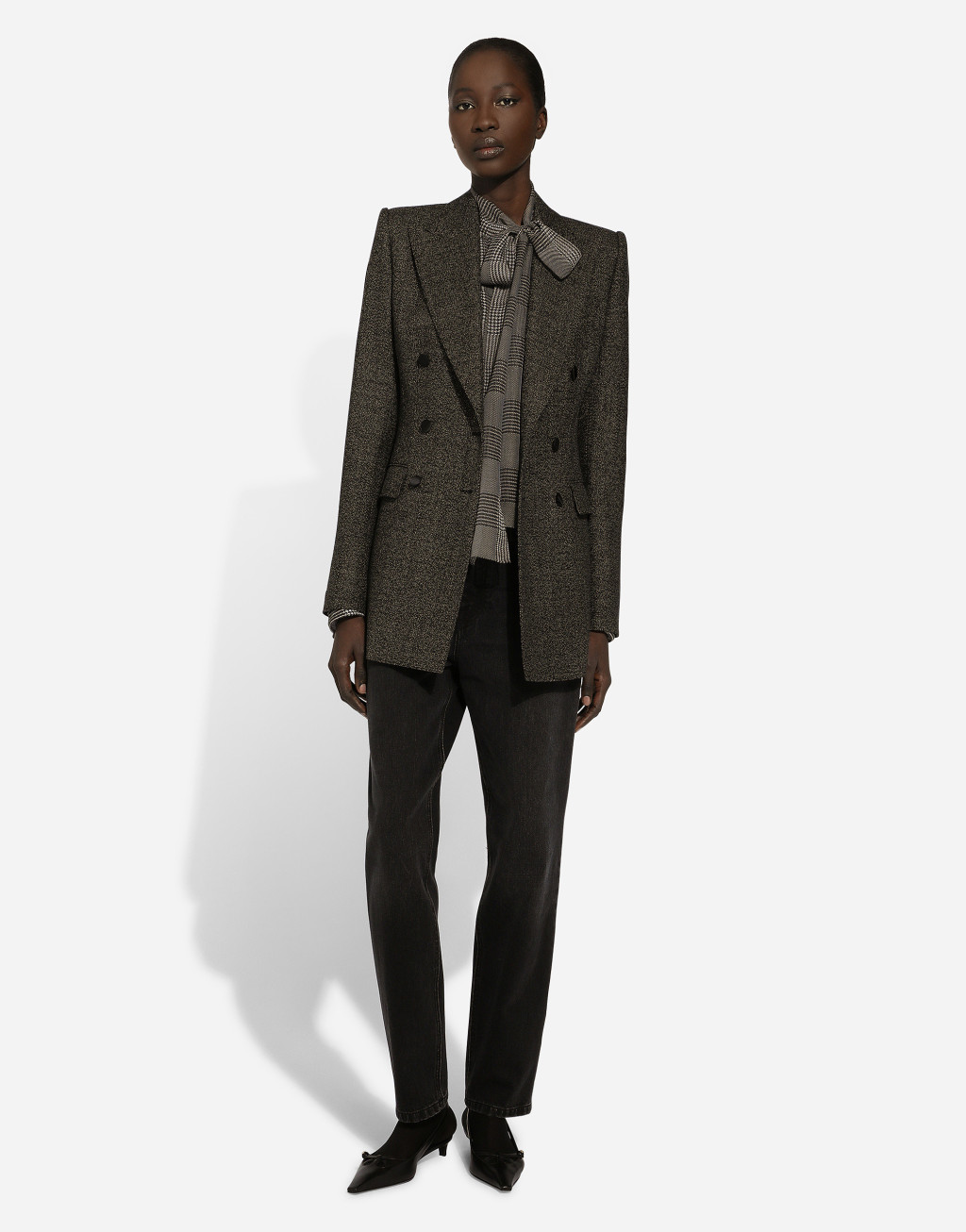 明星同款威尔士亲王格纹印花真丝雪纺衬衫3