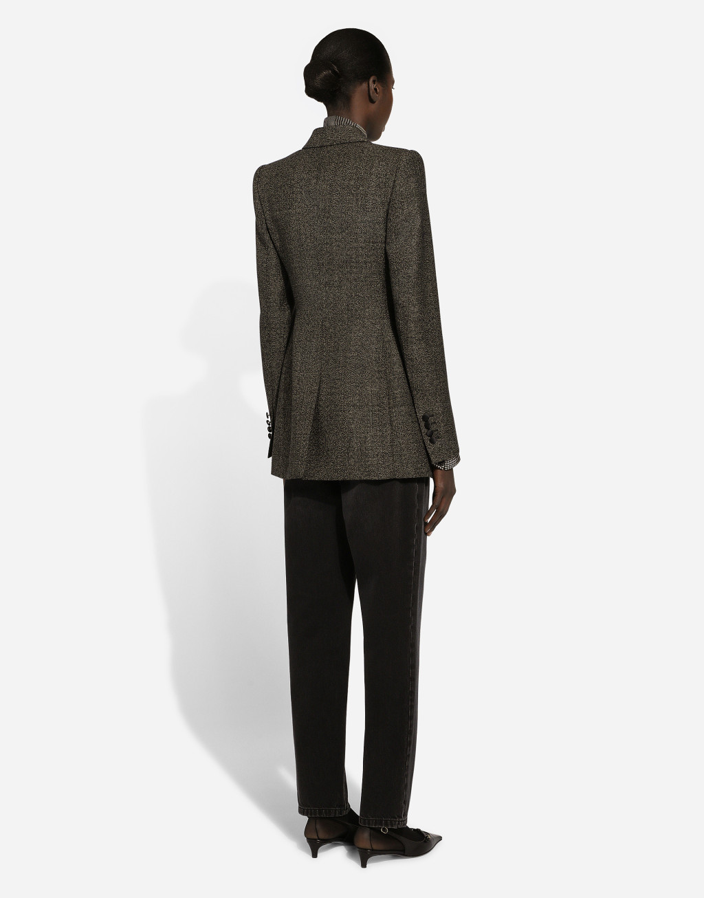 明星同款威尔士亲王格纹印花真丝雪纺衬衫4