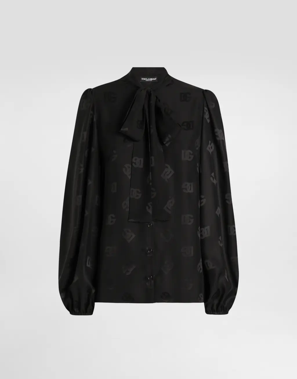 整体 DG 徽标提花真丝衬衫