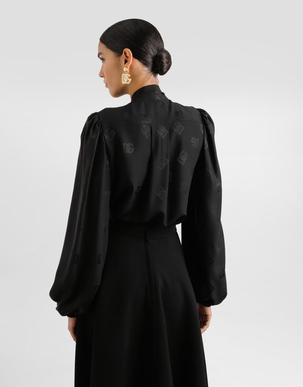 整体 DG 徽标提花真丝衬衫5