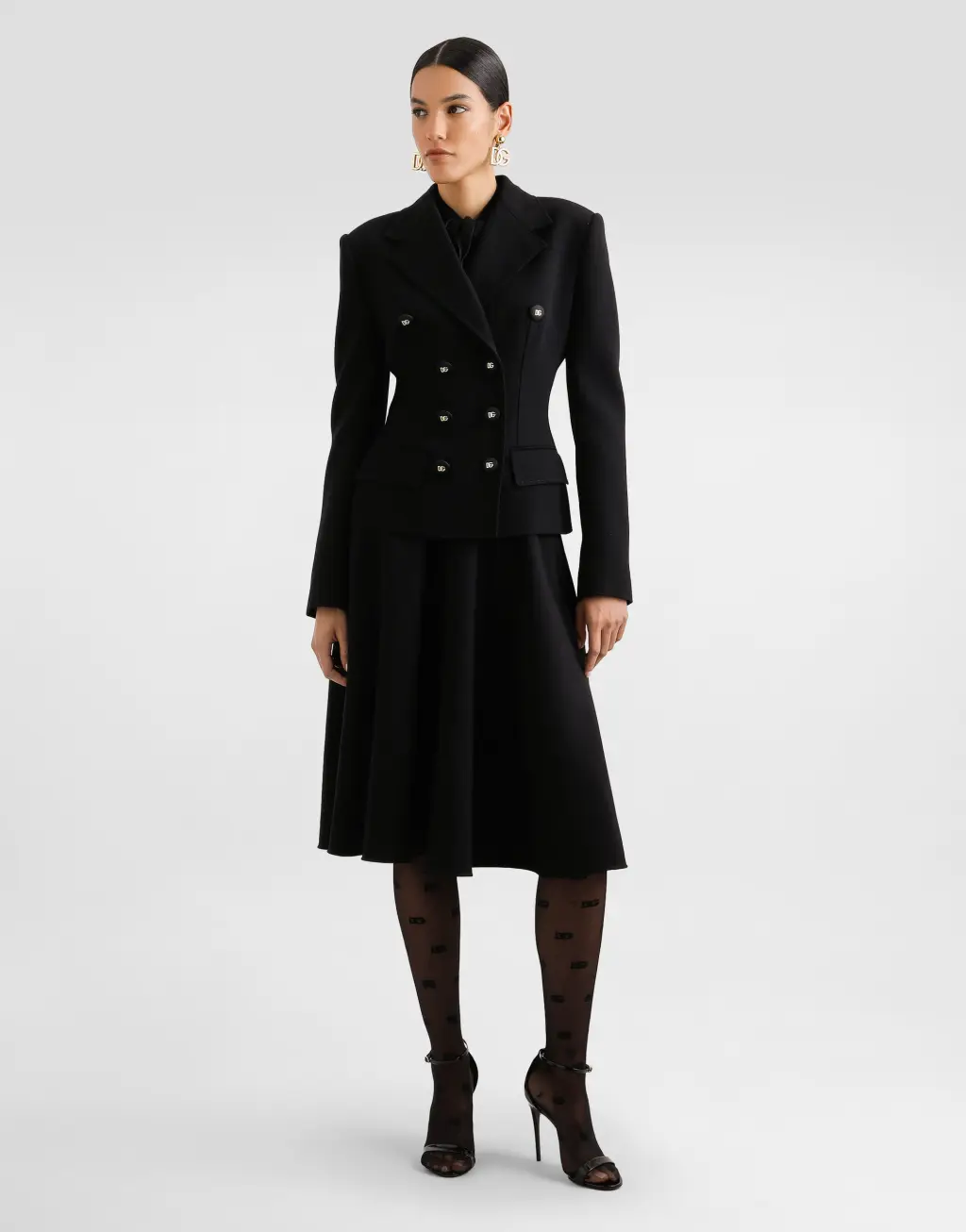 整体 DG 徽标提花真丝衬衫