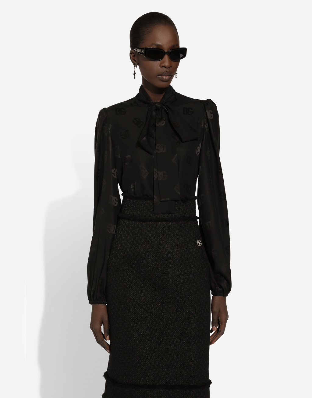 整体 DG 徽标提花真丝衬衫6