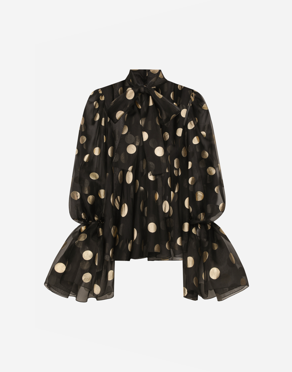 蝴蝶结衣领波点提花真丝欧根纱罩衫1