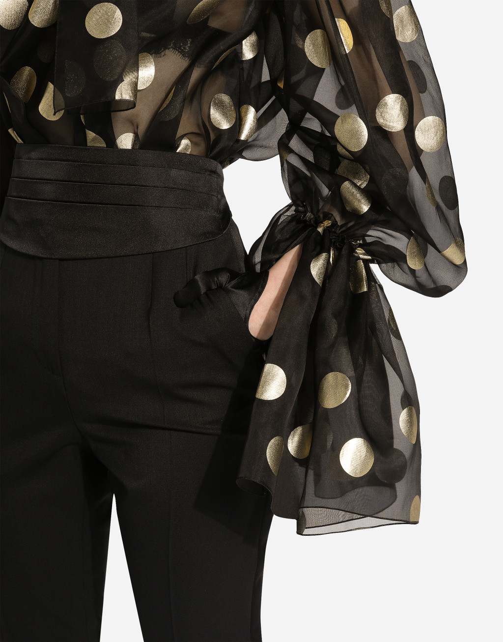 蝴蝶结衣领波点提花真丝欧根纱罩衫5