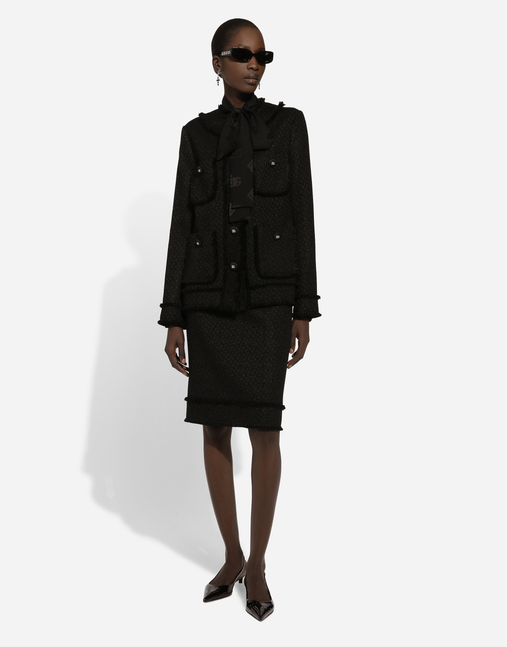 整体 DG 徽标提花真丝衬衫8