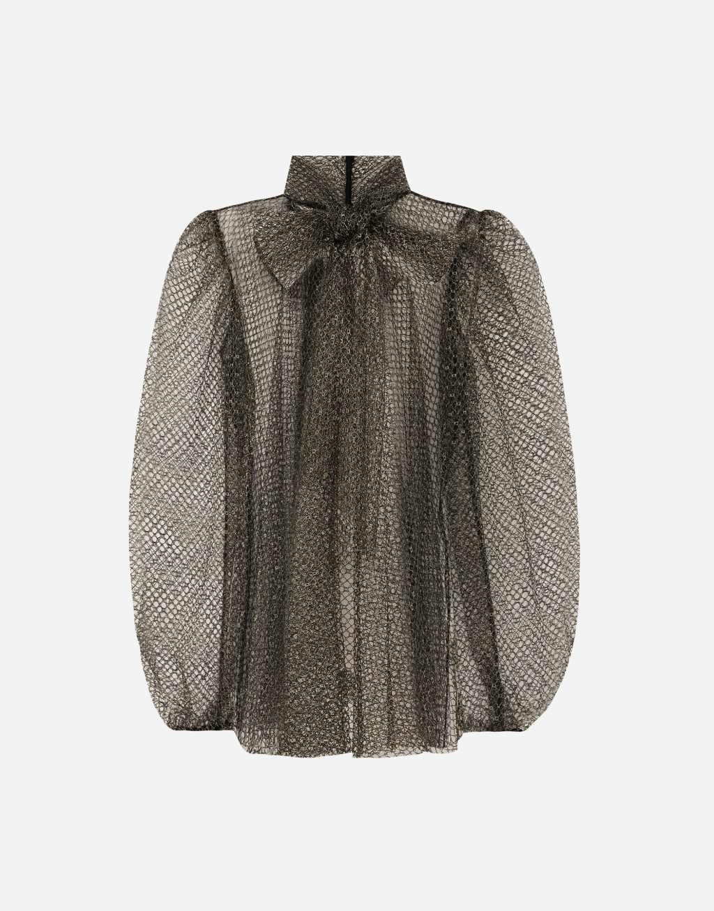 蝴蝶结衣领网布罩衫
