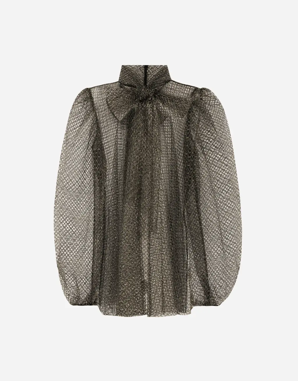 蝴蝶结衣领网布罩衫