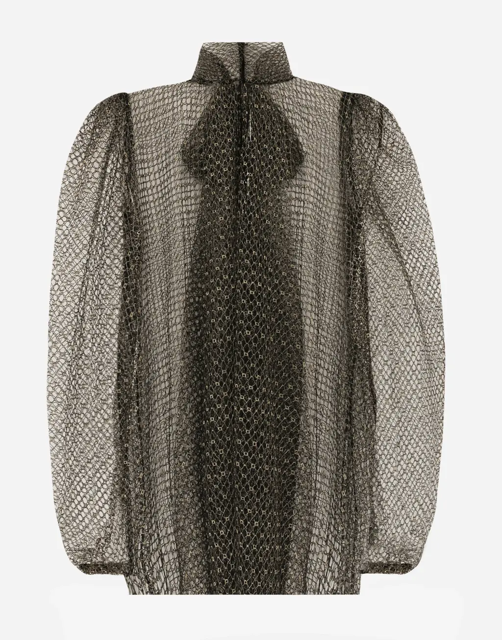 蝴蝶结衣领网布罩衫