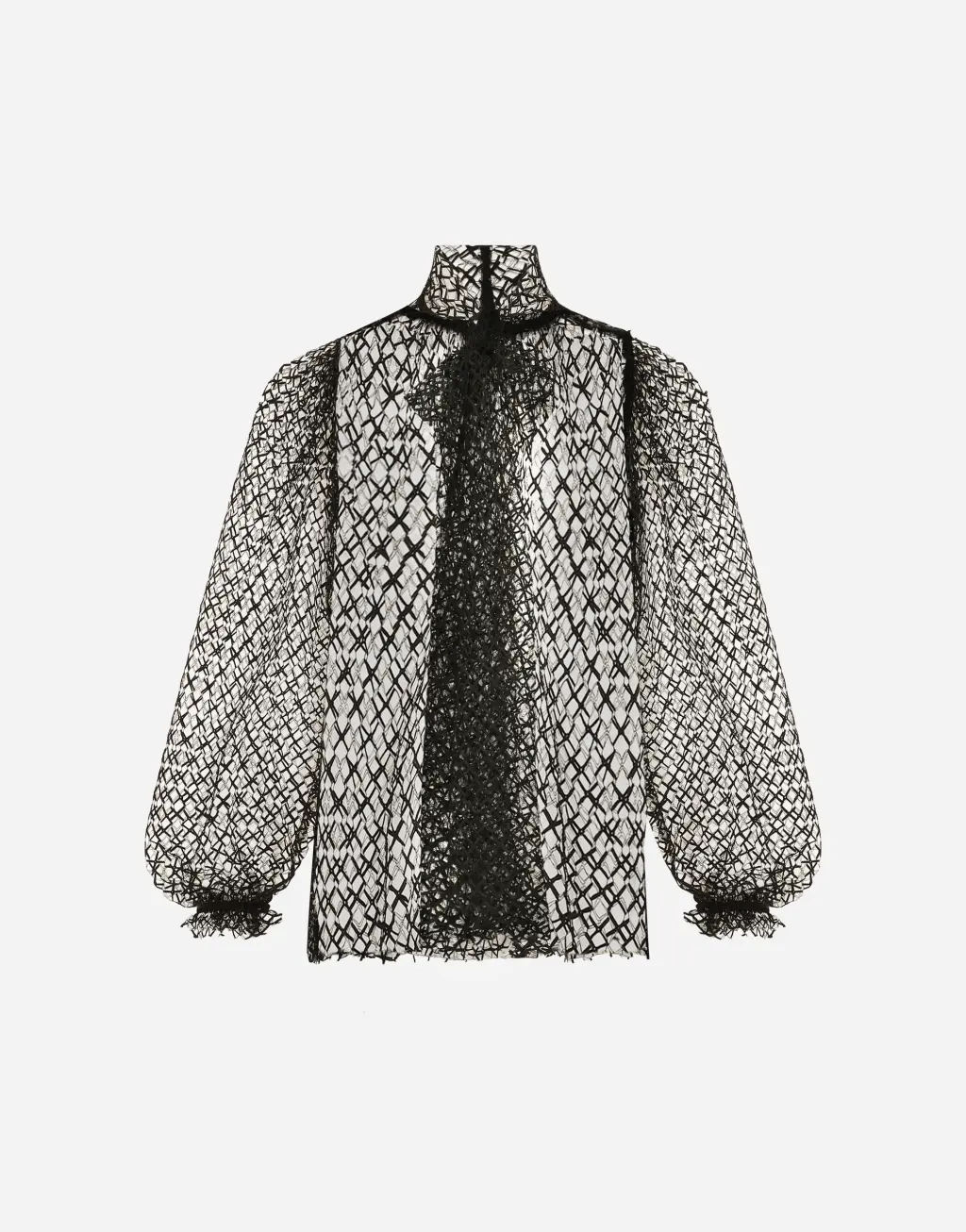 蝴蝶结衣领网布罩衫