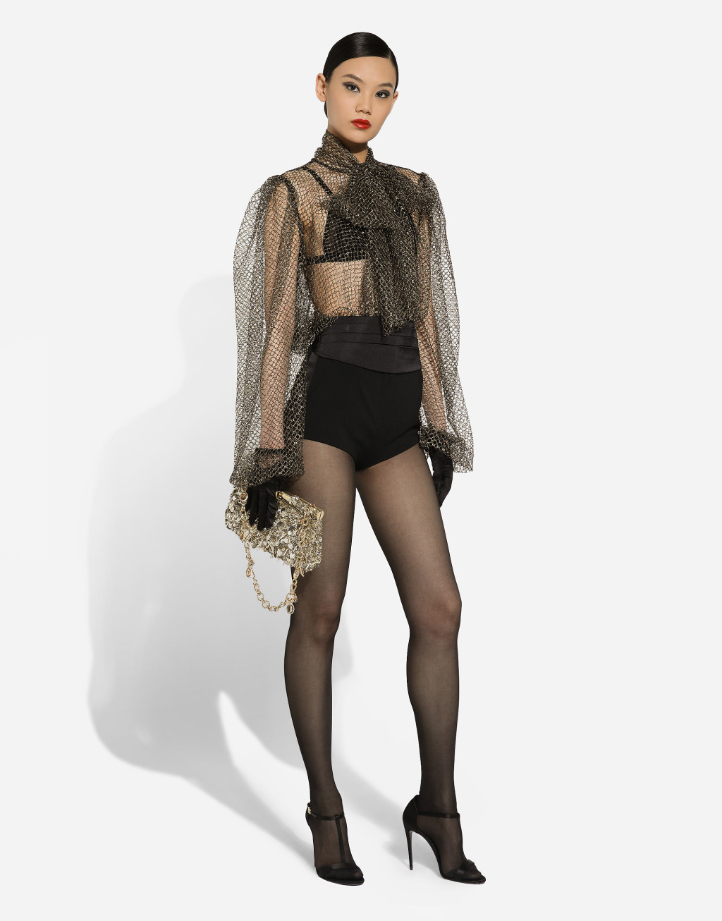 蝴蝶结衣领网布罩衫9