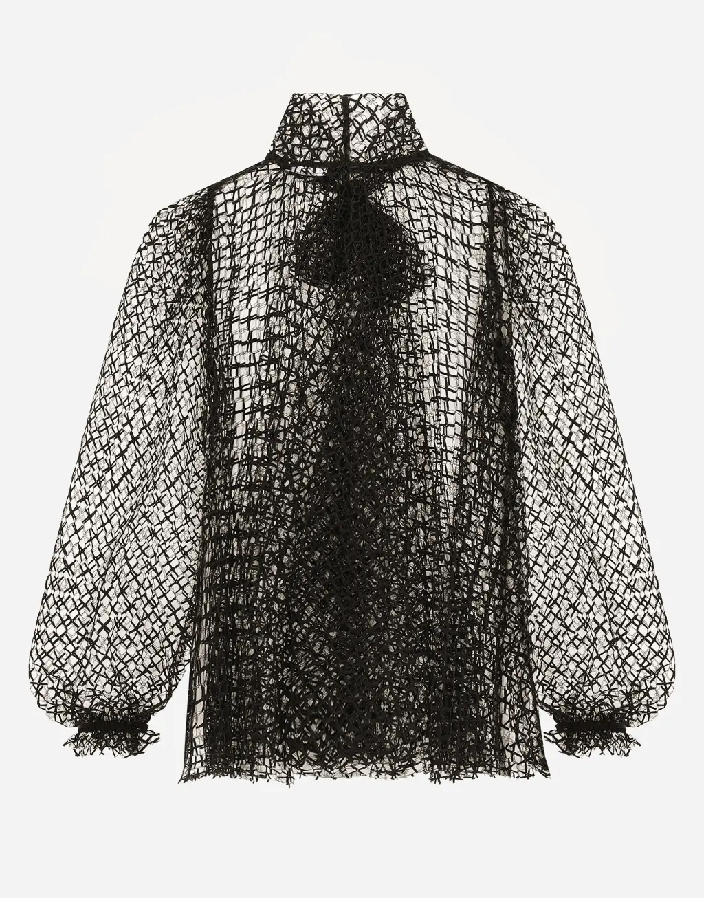蝴蝶结衣领网布罩衫