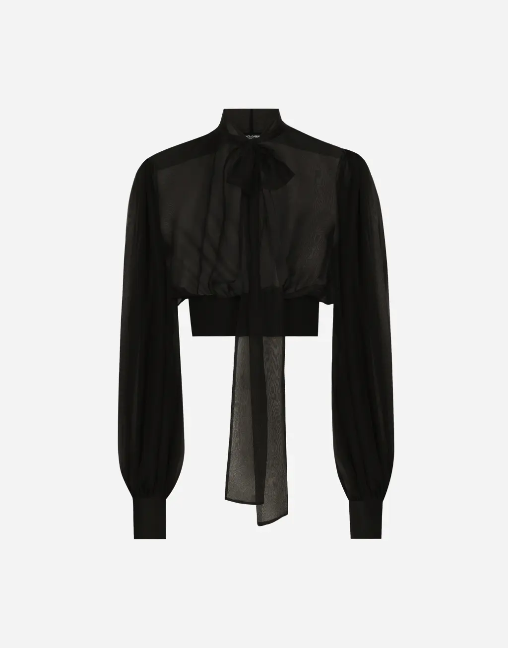 蝴蝶结衣领真丝雪纺短罩衫